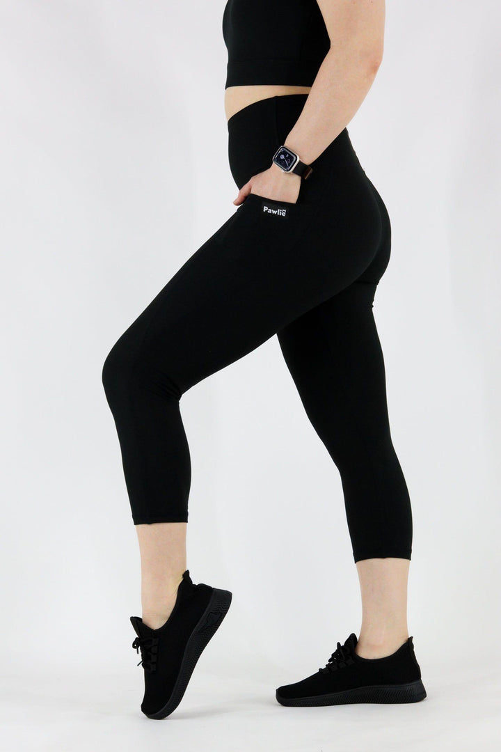 Black - Hybrid 2.0 - Leg Pockets - Capri Leggings Hybrid Capri Leggings Pawlie