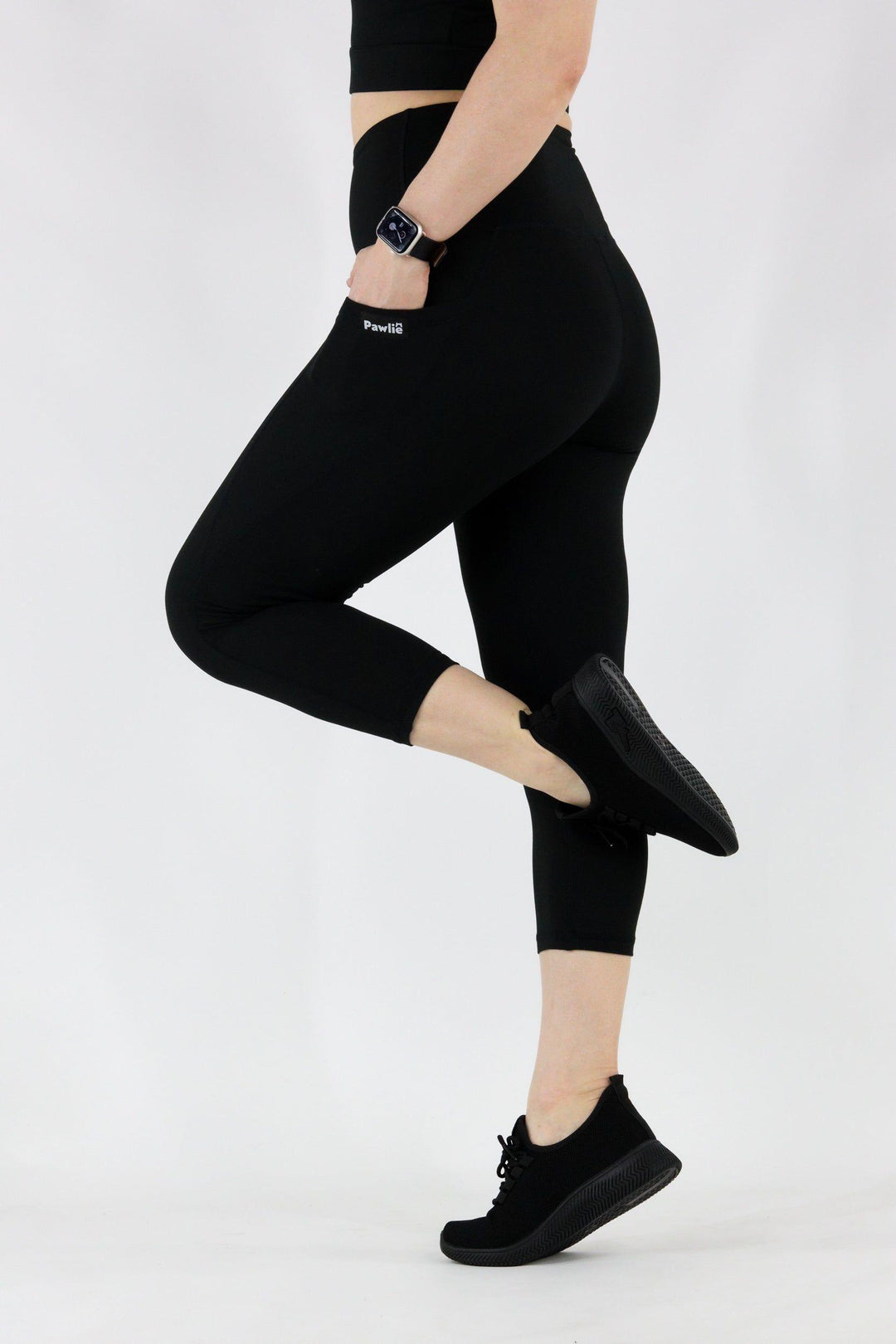 Black - Hybrid 2.0 - Leg Pockets - Capri Leggings Hybrid Capri Leggings Pawlie