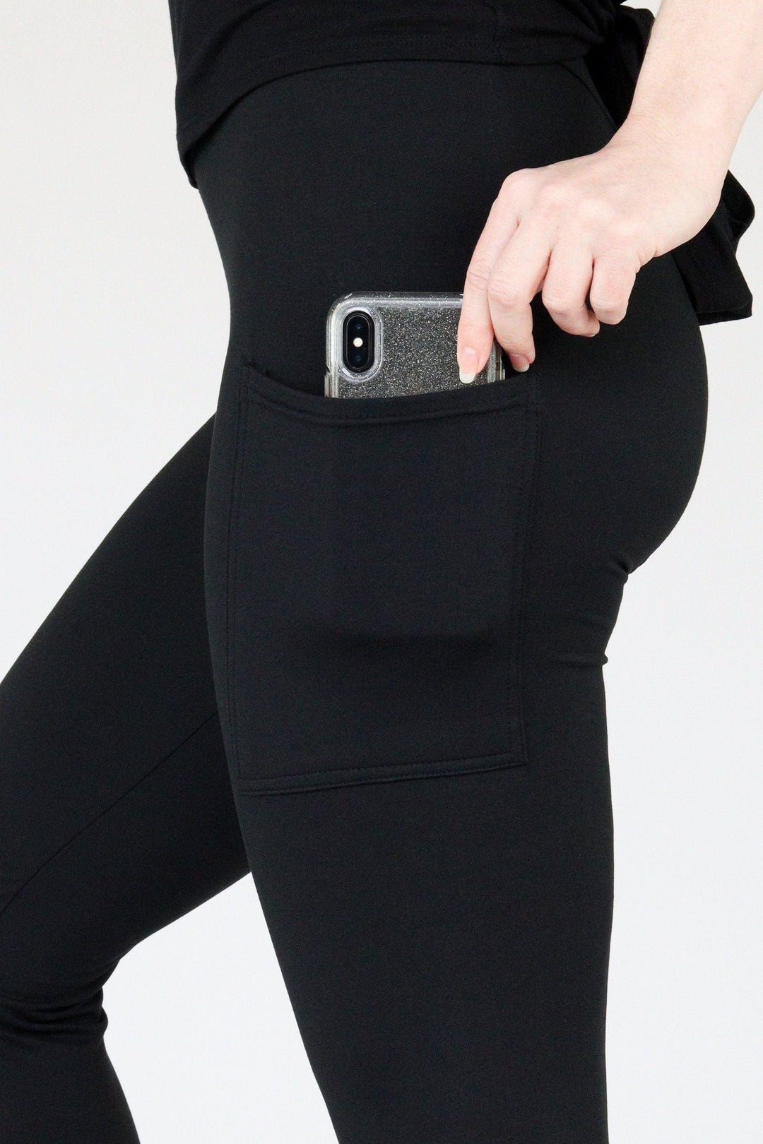 Plain Black Pockets - Casual - Regular Full Leggings Casual Full Leggings - Pockets Pawlie