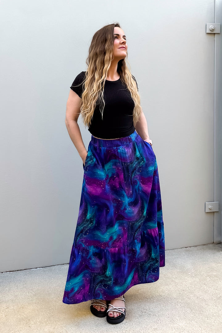 Camellia Maxi Skirt - Aurora Sky - Pockets