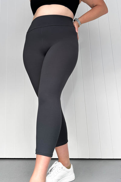 Plain Charcoal - Casual - Capri Leggings