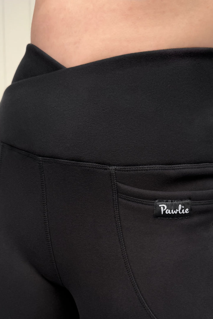 Black - Fleece - Long Flarey Leggings - Pockets