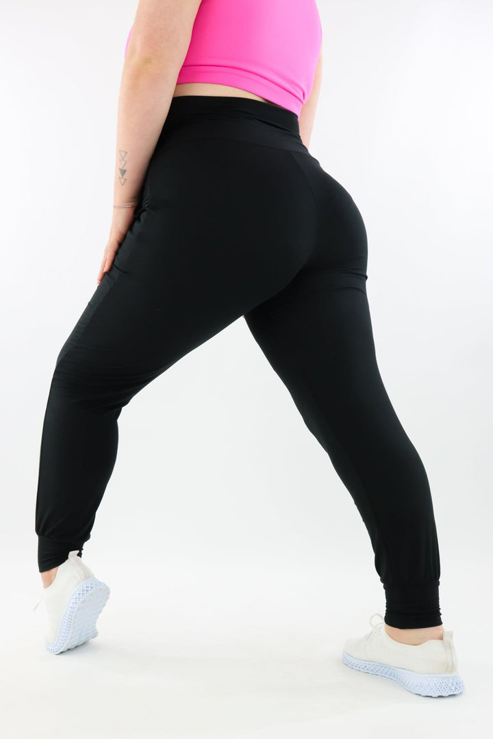 Black - Wide Leg Joggers - Pockets