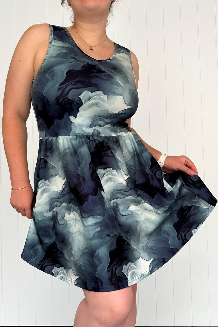 Smoky Realm - Sleeveless Mini Dress - Pockets