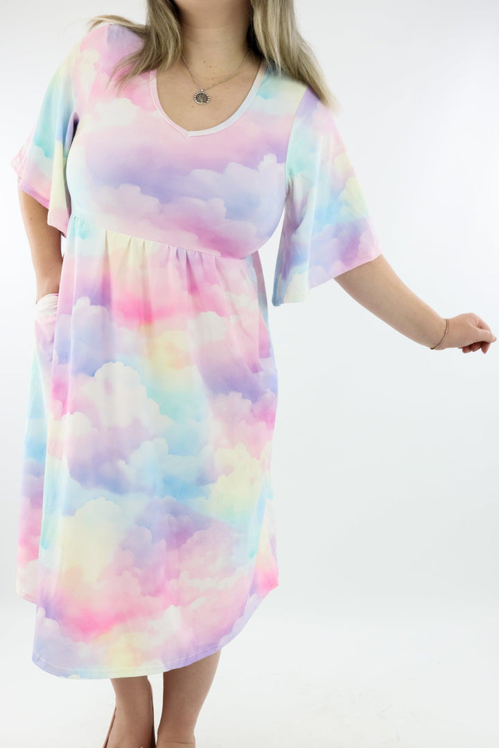 Cloud9 - Midi Length Dress - Mid Sleeve - Pockets