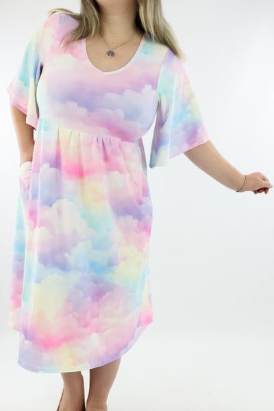 Cloud9 - Midi Length Dress - Mid Sleeve - Pockets