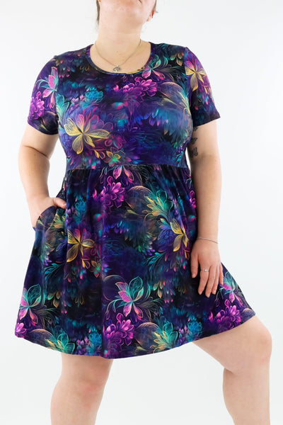 Spectral Garden - Mini Dress - Short Sleeve - Pockets