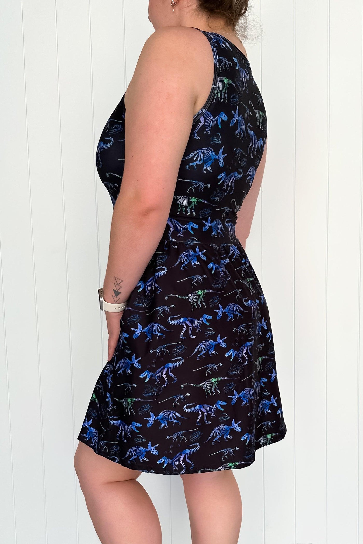 Dinosaur Fossils 2.0 - Sleeveless Mini Dress - Pockets