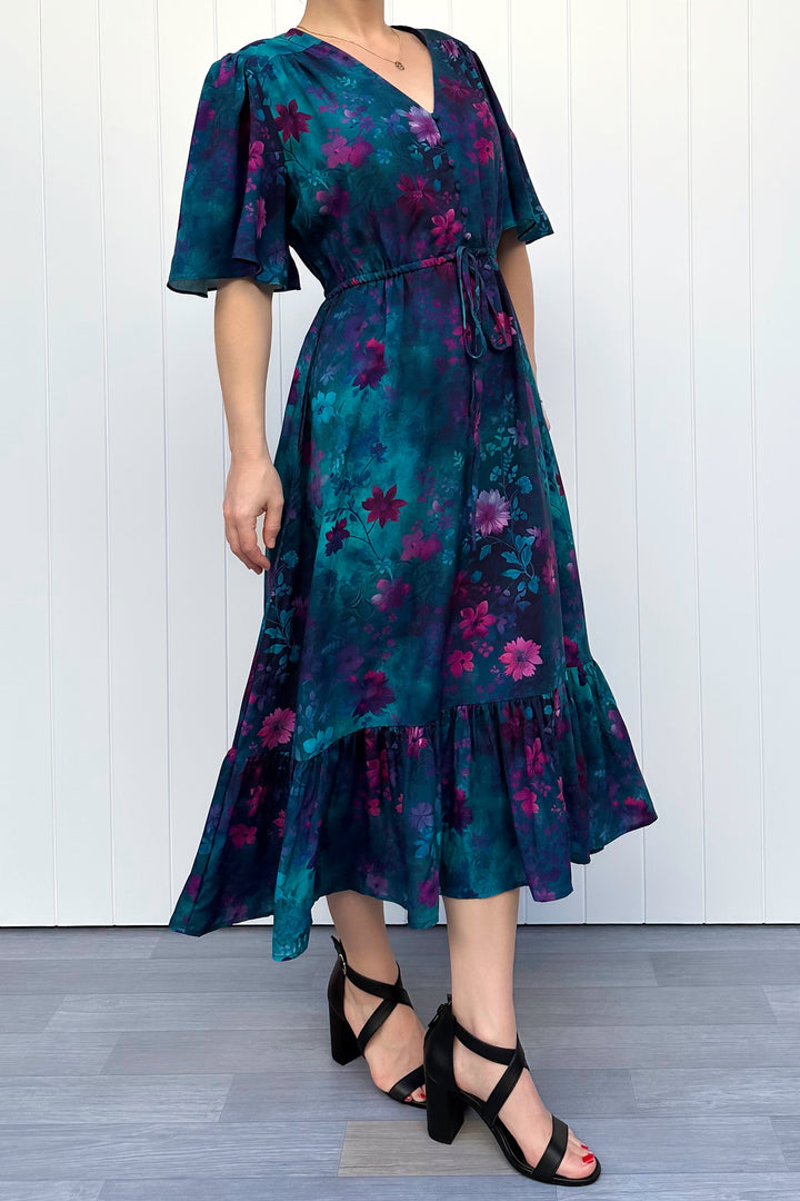 Peony Midi Dress - Ethereal Bloom - Pockets