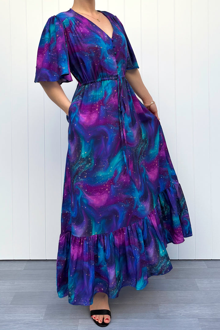 Peony Maxi Dress - Aurora Sky - Pockets
