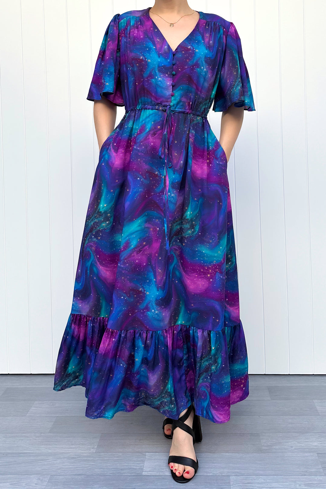 Peony Maxi Dress - Aurora Sky - Pockets