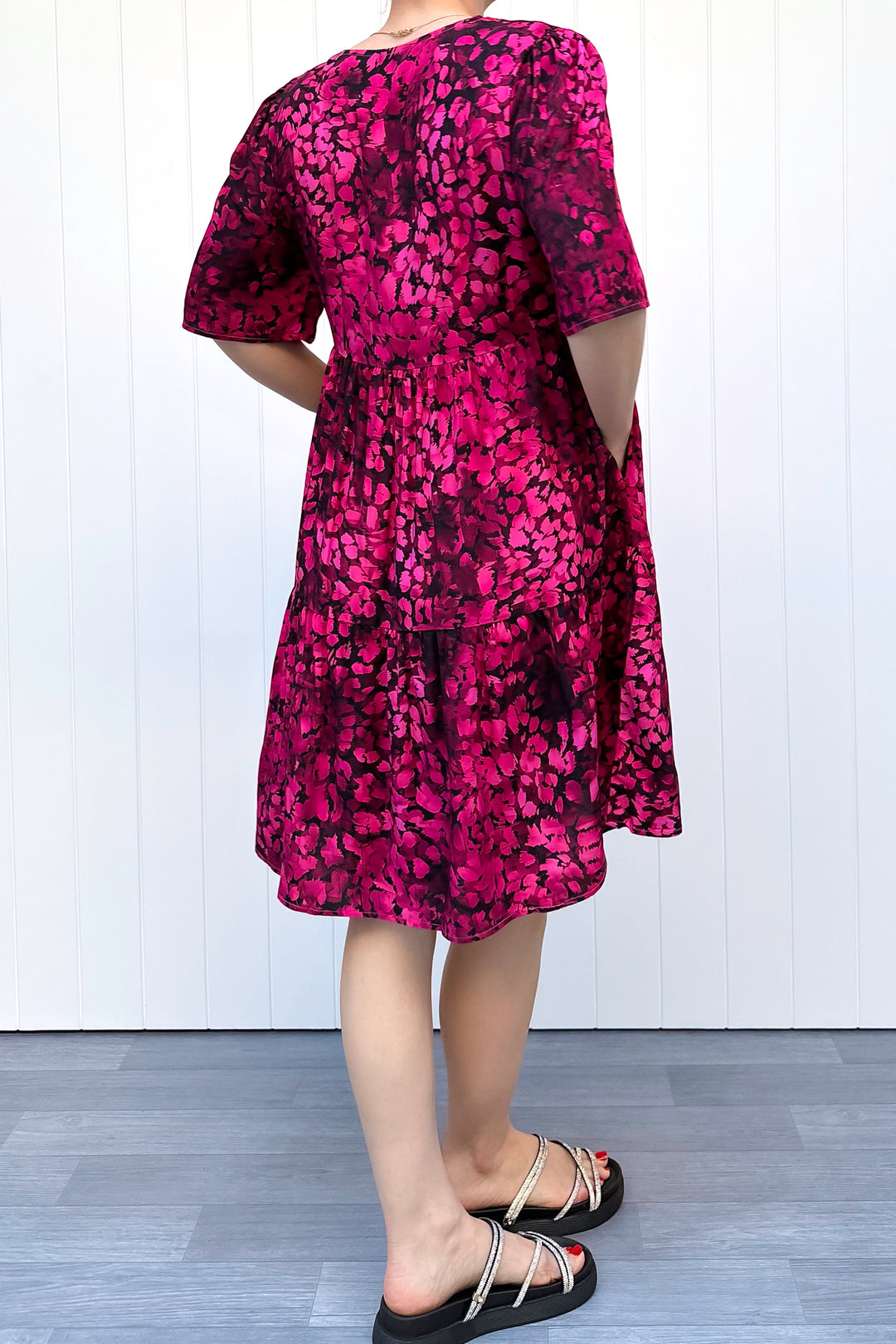 Lily Dress - Berry Leopard - Pockets