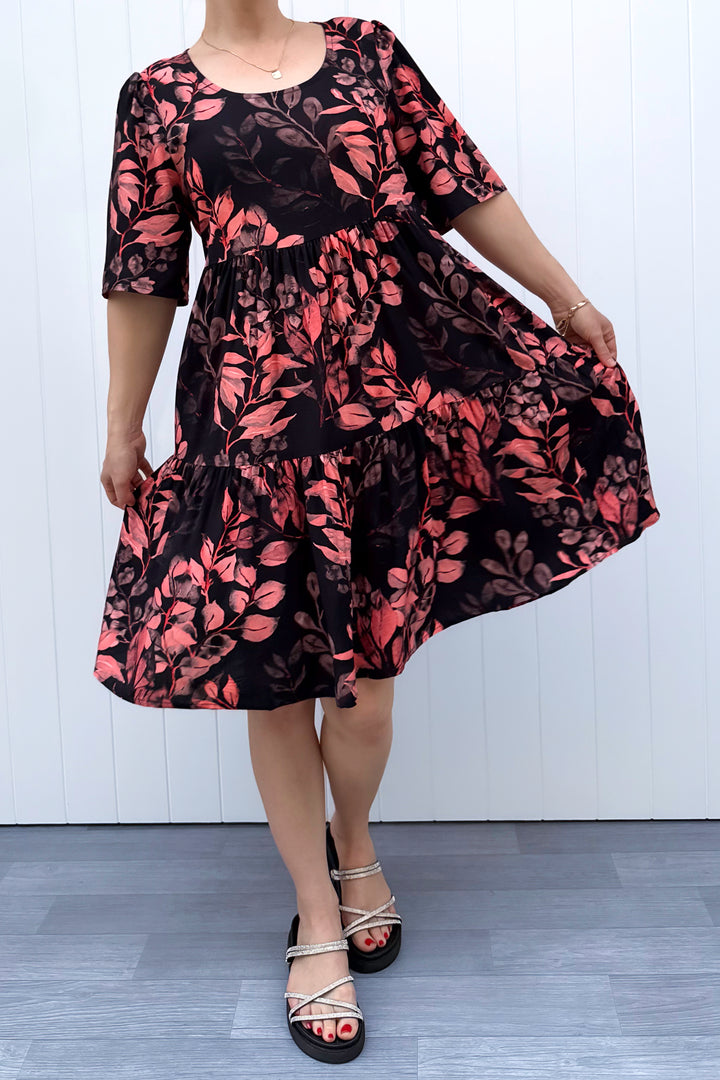 Lily Dress - Vintage Watercolour Leaves - Pockets