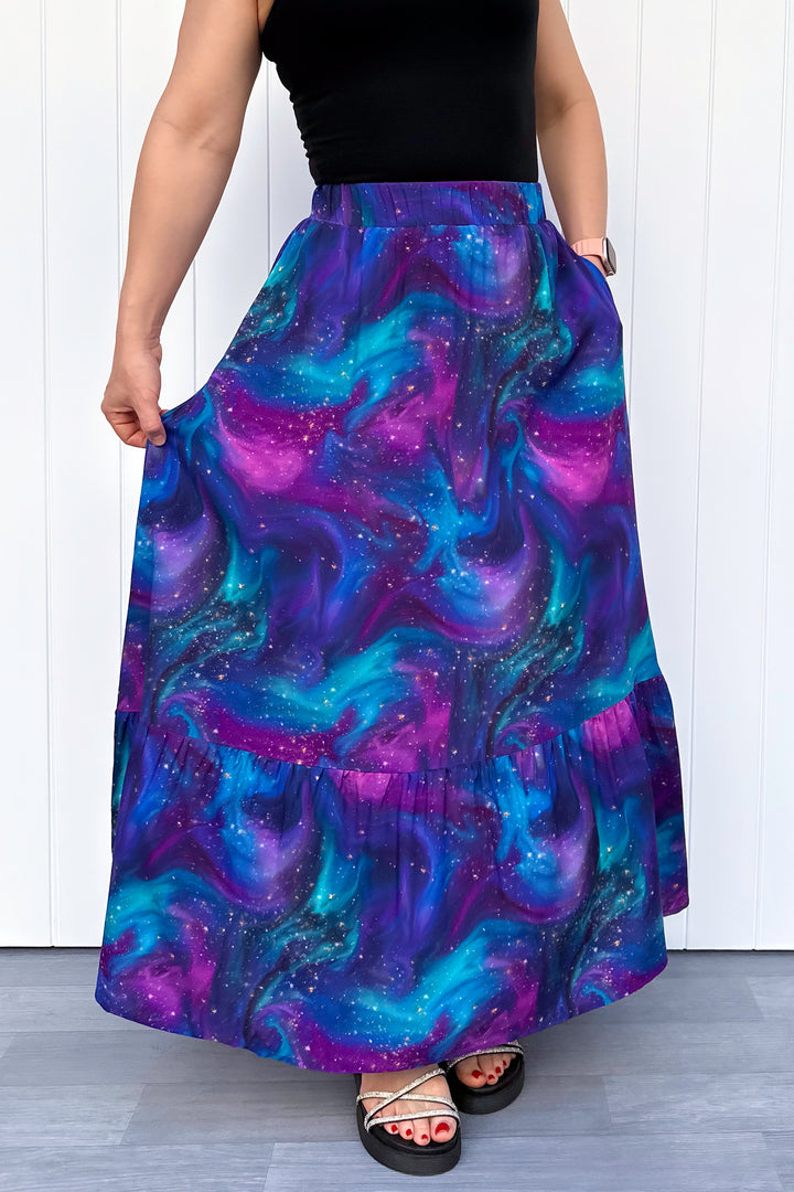 Camellia Maxi Skirt - Aurora Sky - Pockets