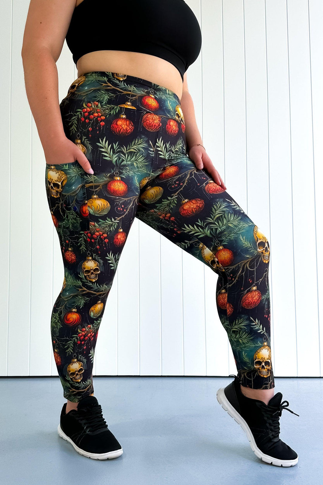 Skelly Christmas - Casual - Regular Full Leggings - Pockets