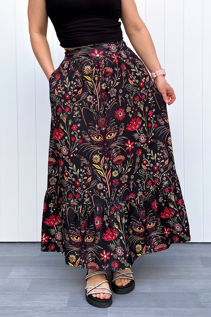 Selene Maxi Skirt - Whiskers & Wildflowers - Pockets