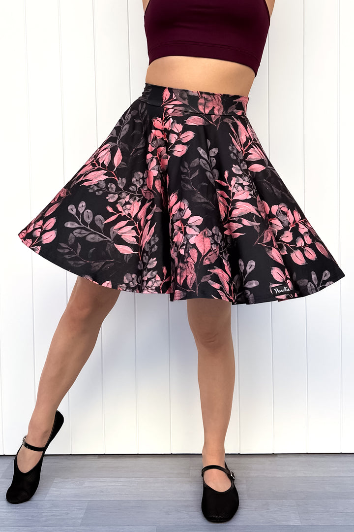 Seraphine Mini Skirt - Vintage Watercolour Leaves