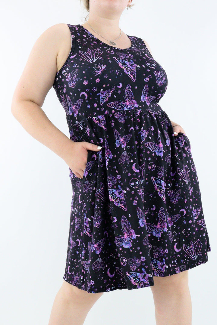 Glitter Witch - Sleeveless Skater Dress - Knee Length - Side Pockets - Pawlie