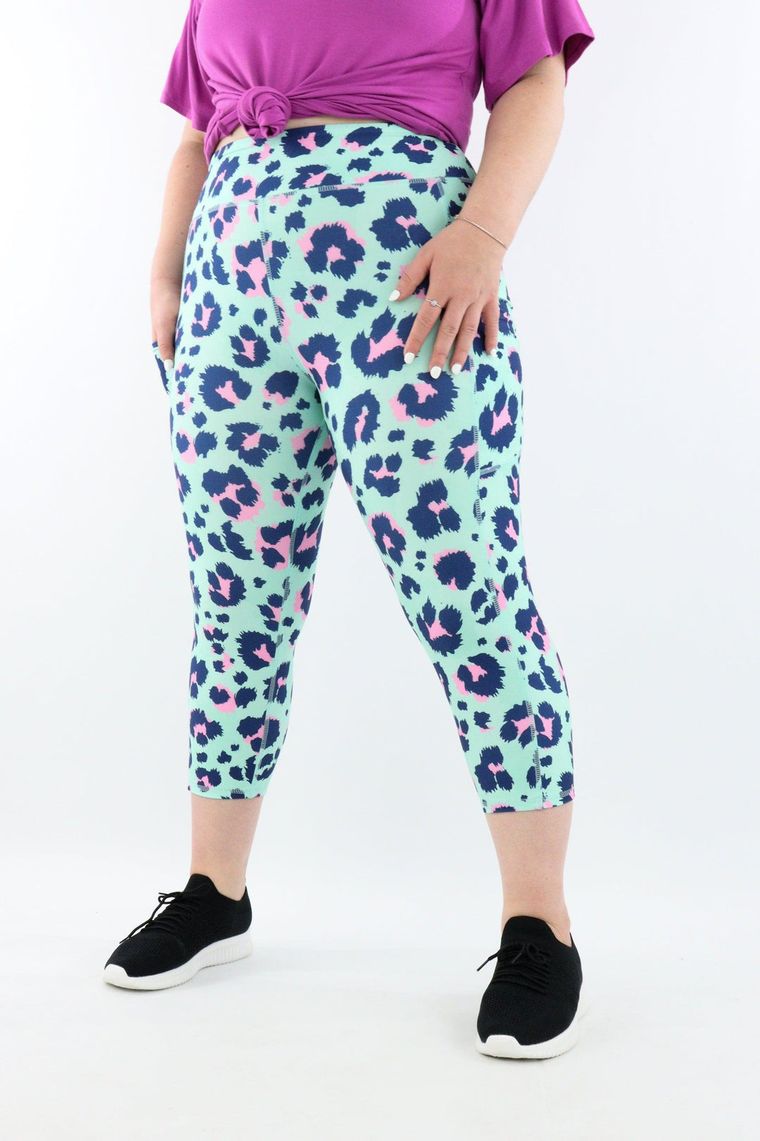 Minty Leopard - Casual - Capri Leggings - Pockets - Pawlie