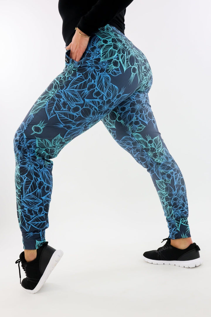 Cyan Flower - Hybrid Joggers 2.0 - Pockets Hybrid Joggers Pawlie   