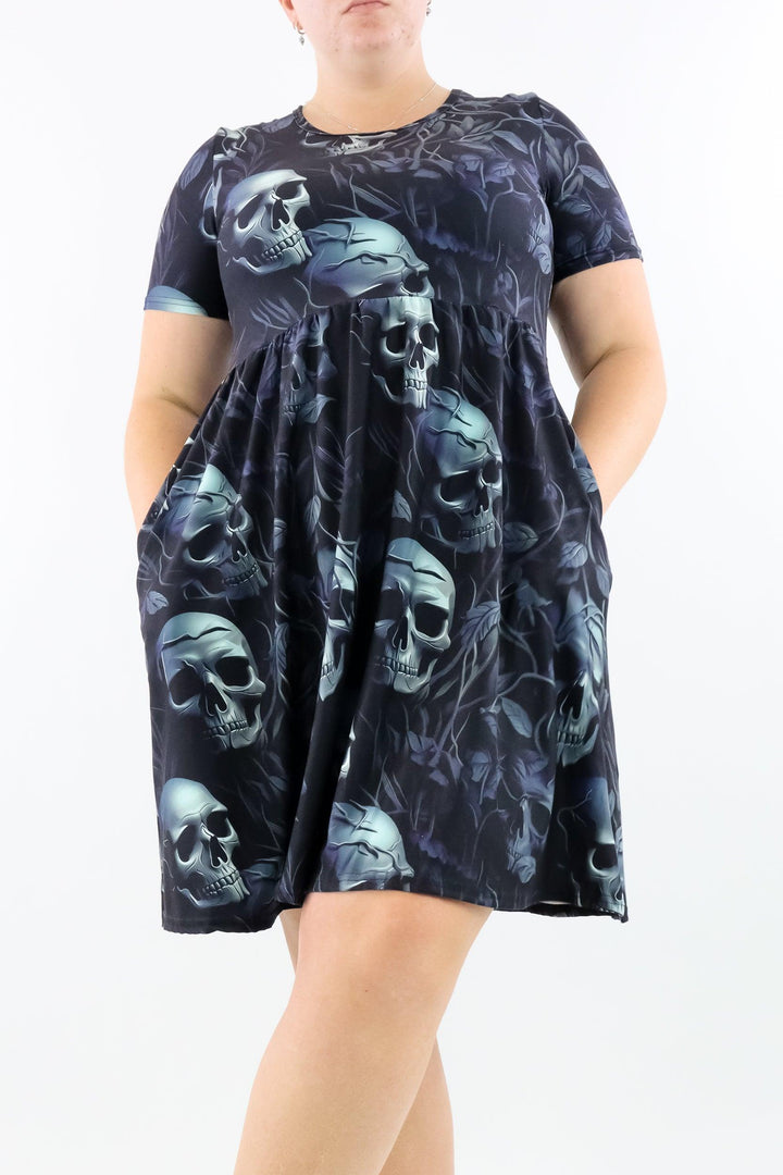 Vines of the Dead - Short Sleeve Skater Dress - Knee Length - Side Pockets - Pawlie