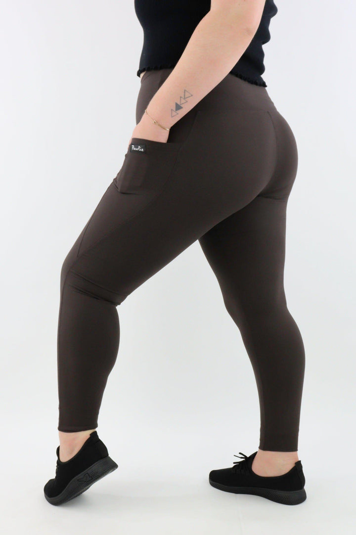 Coffee - Hybrid 2.0 - Leg Pockets - Full Leggings Hybrid Full Leggings Pawlie   