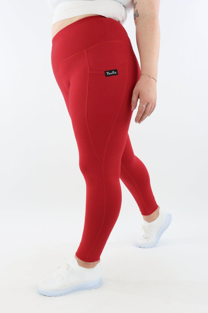 Red - Hybrid 2.0 - Leg Pockets - Full Leggings Hybrid Full Leggings Pawlie   