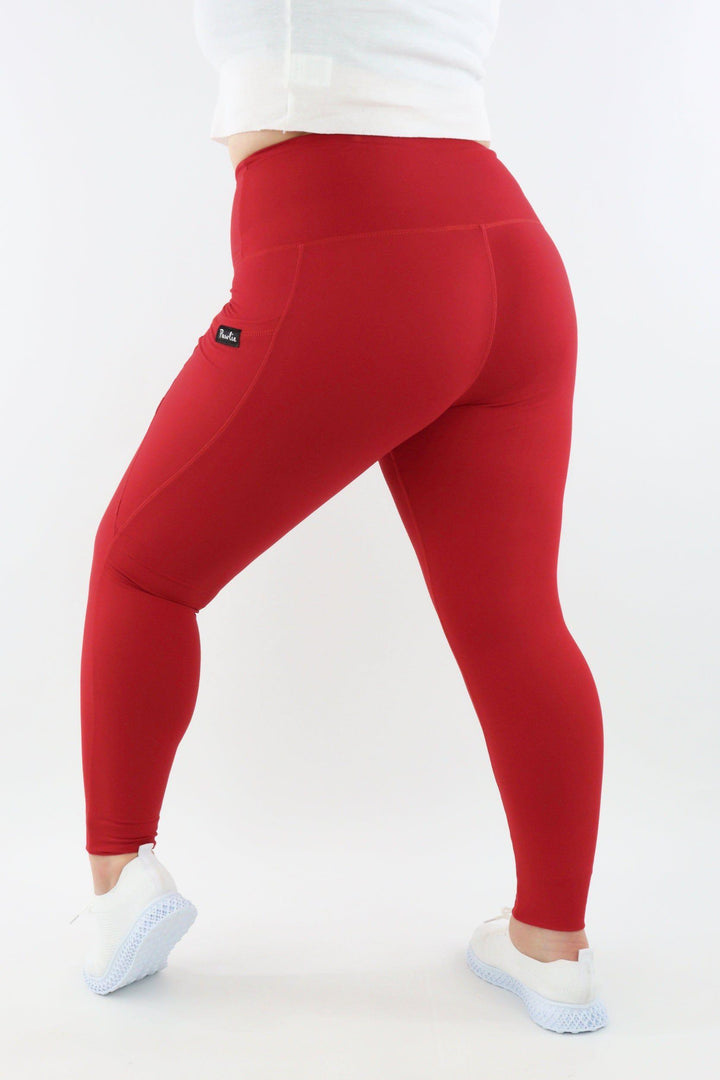 Red - Hybrid 2.0 - Leg Pockets - Full Leggings Hybrid Full Leggings Pawlie   
