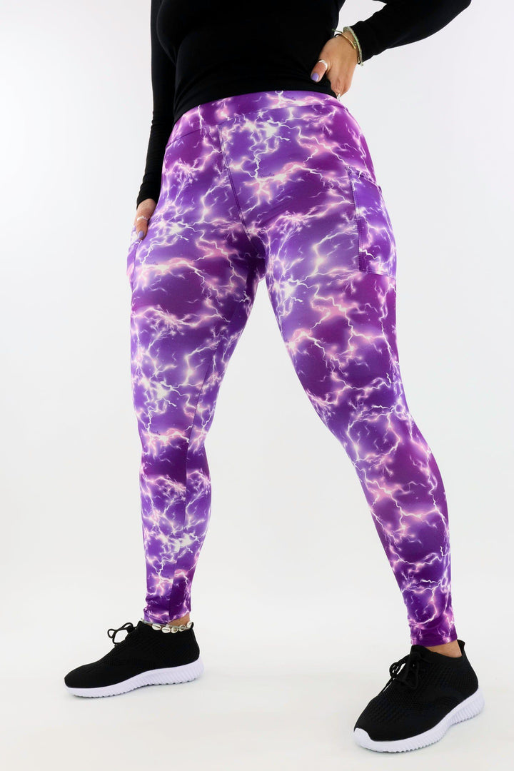 High Voltage Purple - Casual - Regular Full Leggings - Pockets Casual Full Leggings - Pockets Pawlie   