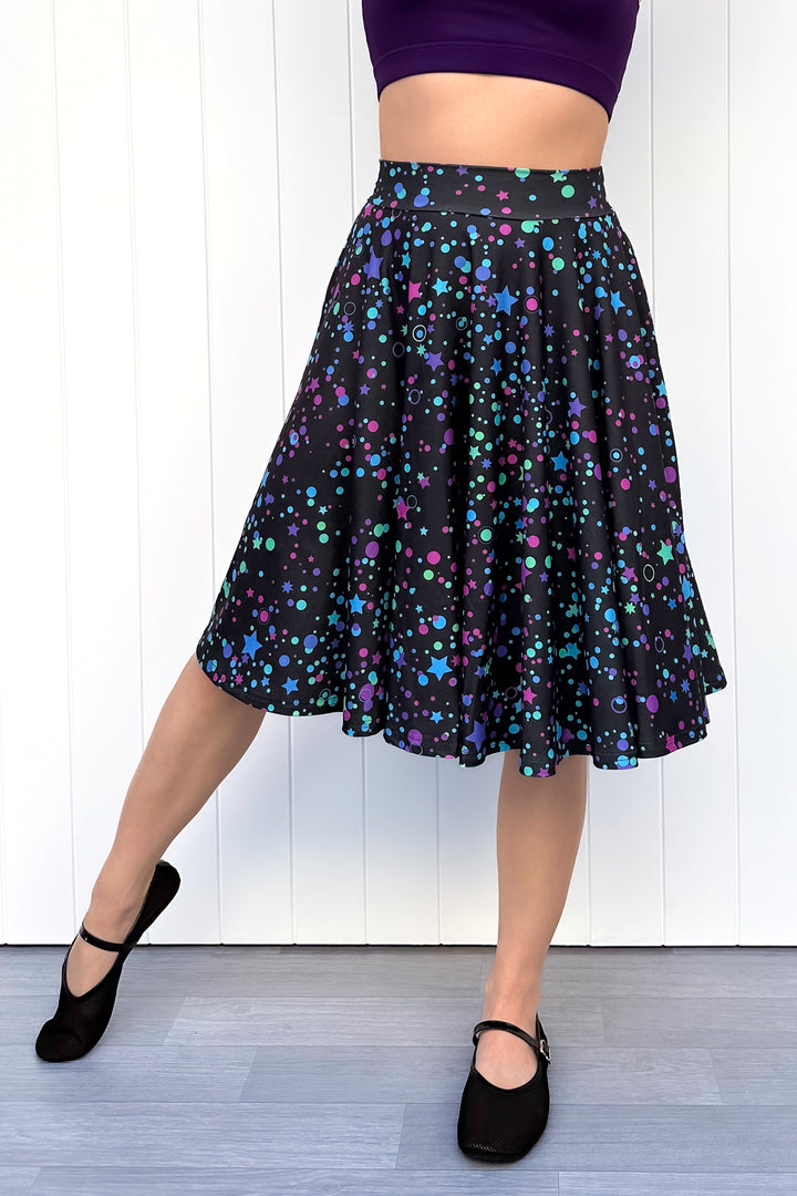 Seraphine Knee-Length Skirt - Neon Galaxy