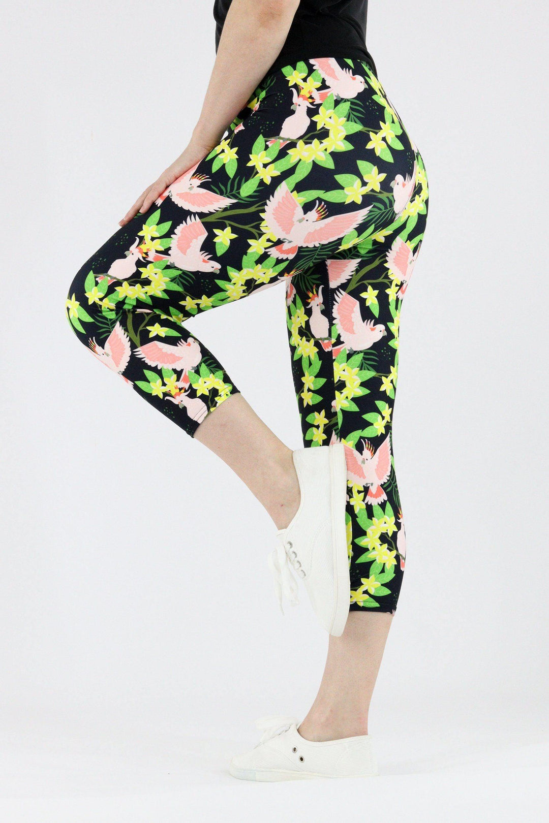 Blush Cockatoo - Casual Capri Leggings Casual Capri Leggings Pawlie   