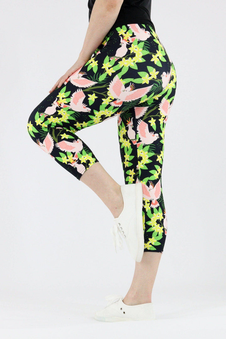Blush Cockatoo - Casual Capri Leggings Casual Capri Leggings Pawlie   