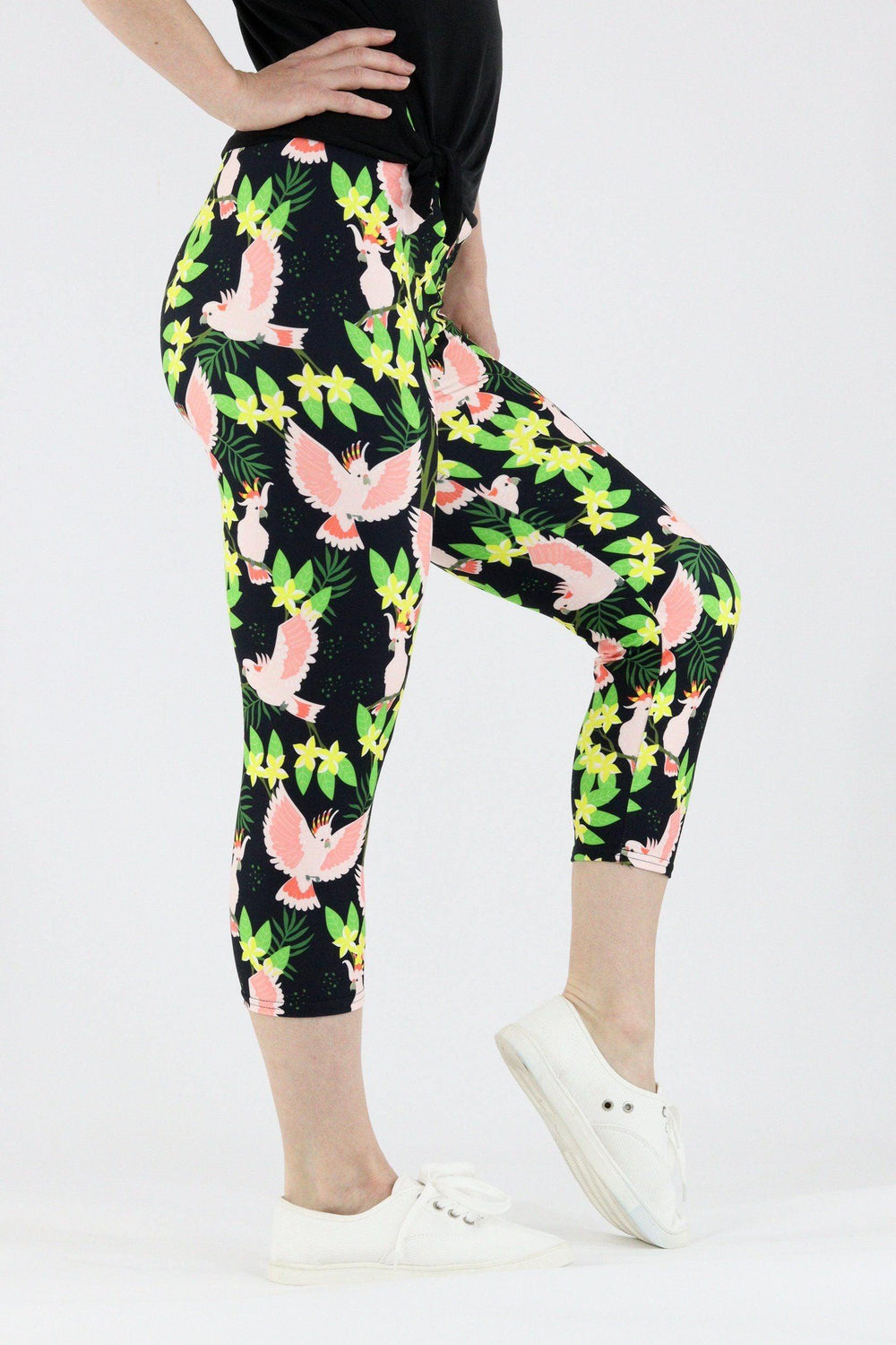 Blush Cockatoo - Casual Capri Leggings Casual Capri Leggings Pawlie   