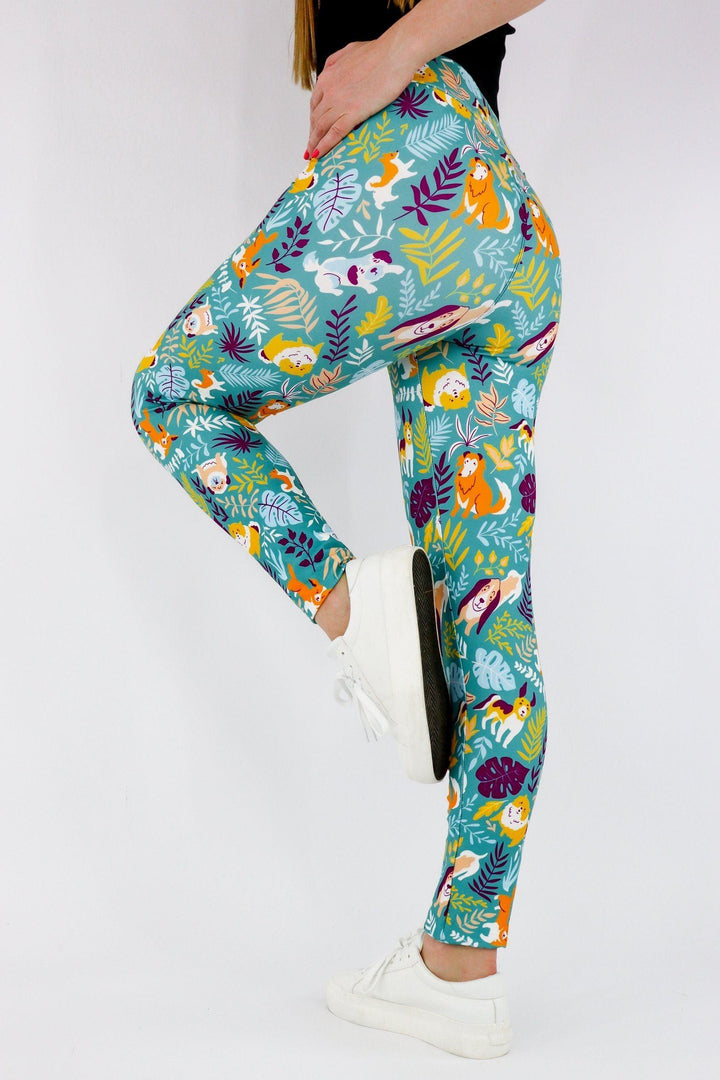 Flora Dog - Casual Leggings - Teal Casual Full Leggings Pawlie   