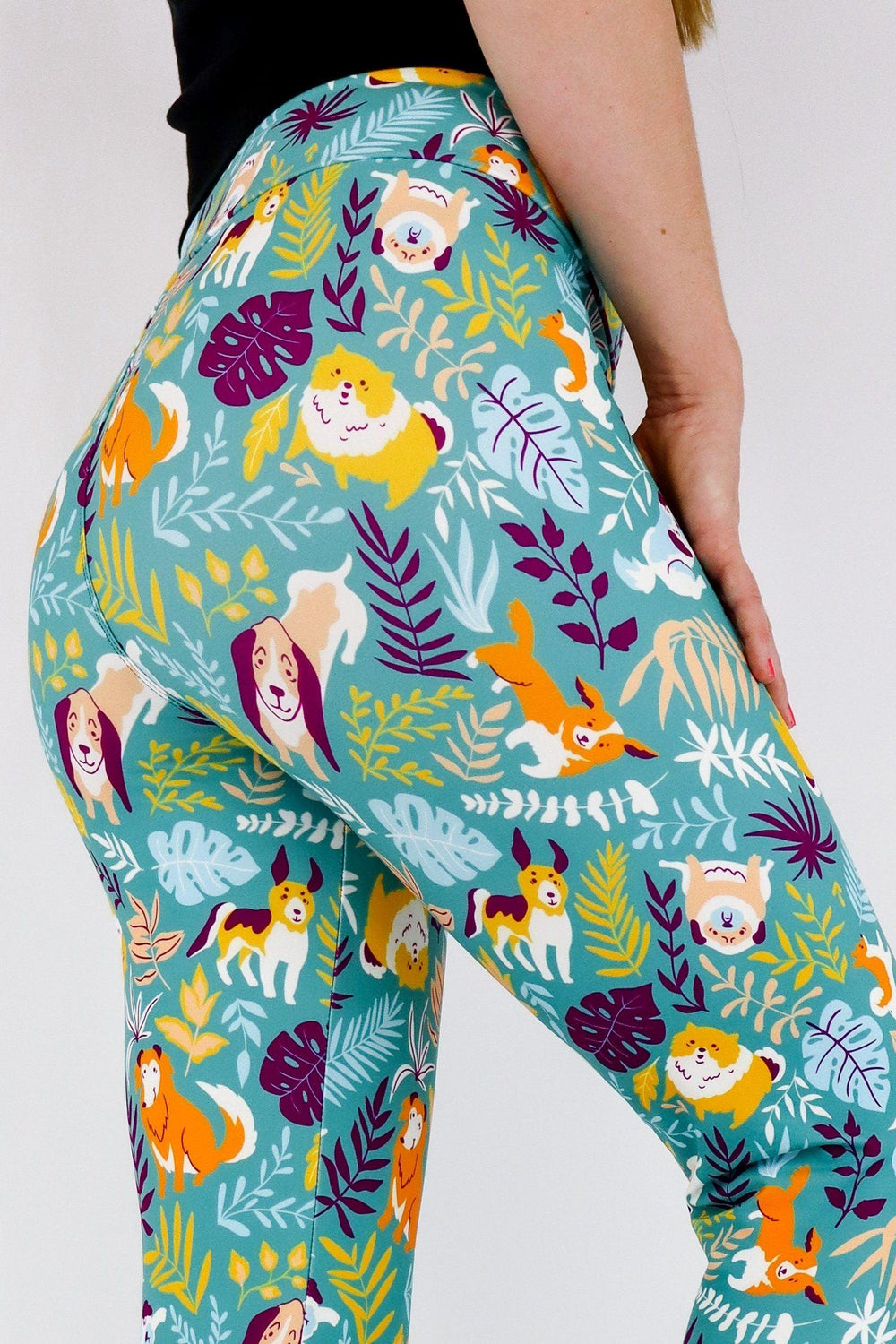 Flora Dog - Casual Leggings - Teal Casual Full Leggings Pawlie   
