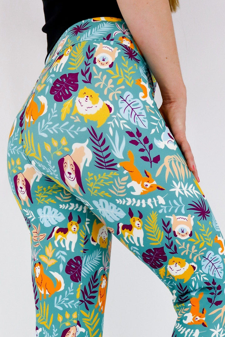 Flora Dog - Casual Leggings - Teal Casual Full Leggings Pawlie   