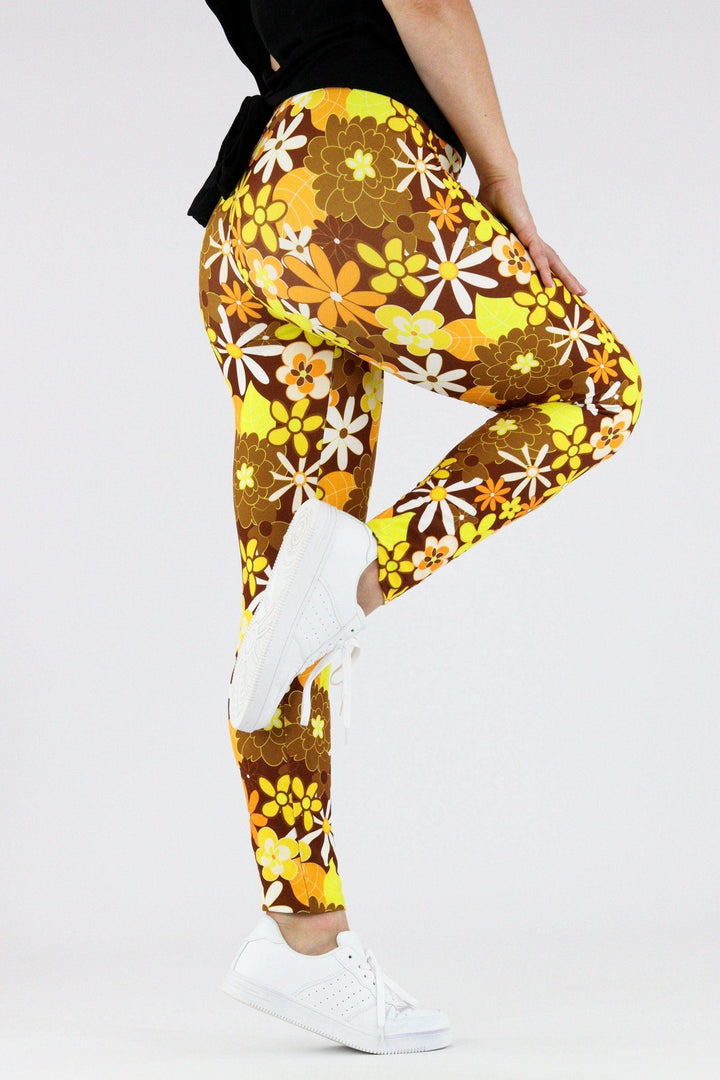 70s Flower - Casual Leggings Casual Full Leggings Pawlie   