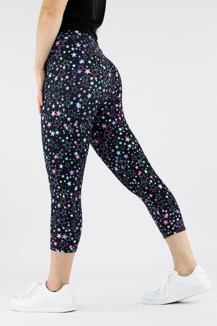 Neon Stars - Casual Capri Leggings Casual Capri Leggings Pawlie   