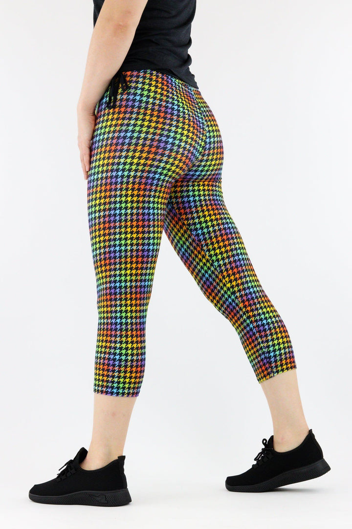 Houndstooth Rainbow - Casual Capri Leggings Casual Capri Leggings Pawlie   