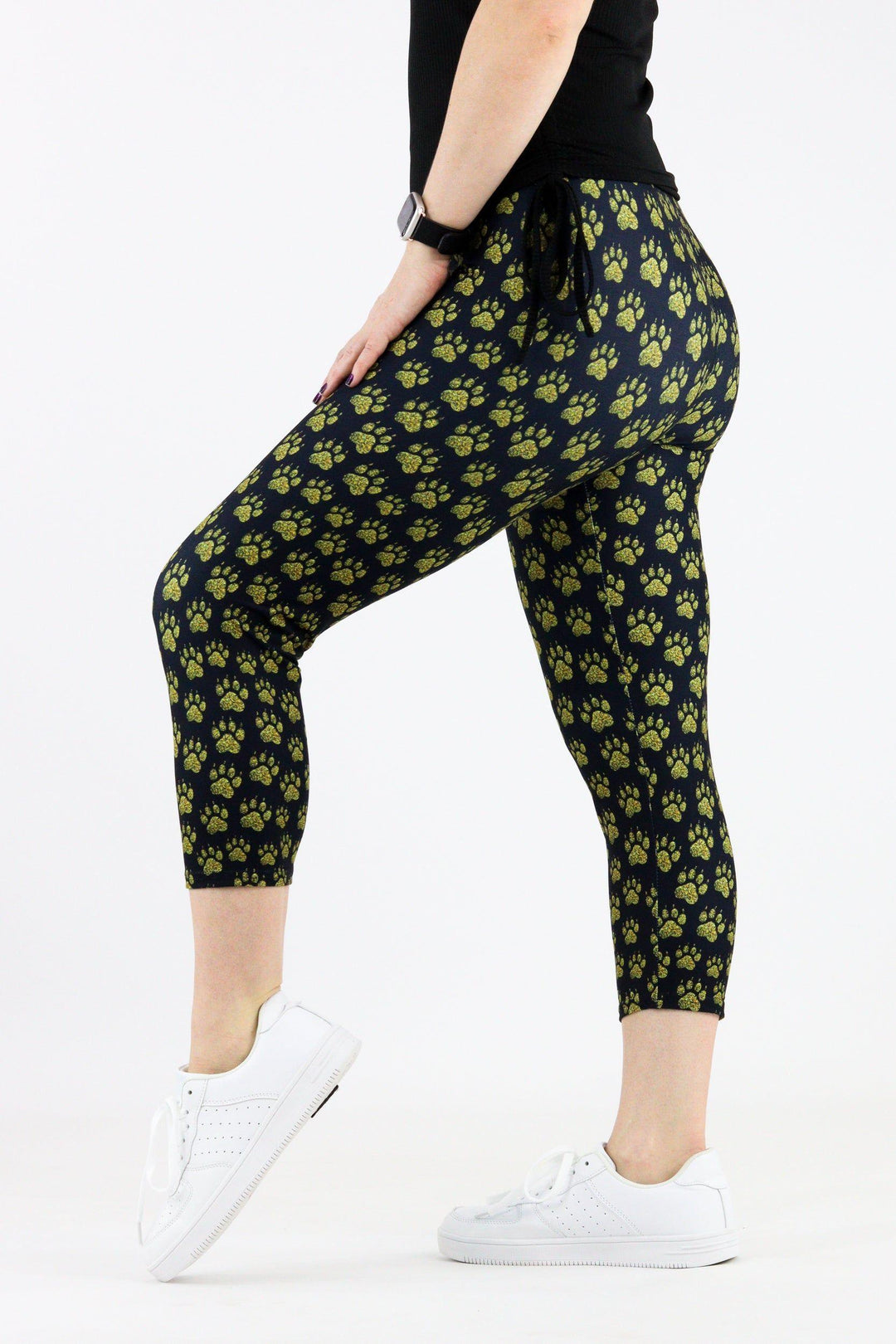 Glitter Golden Paws - Casual Capri Leggings Casual Capri Leggings Pawlie   