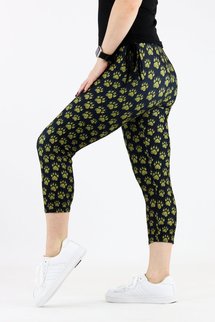 Glitter Golden Paws - Casual Capri Leggings Casual Capri Leggings Pawlie   