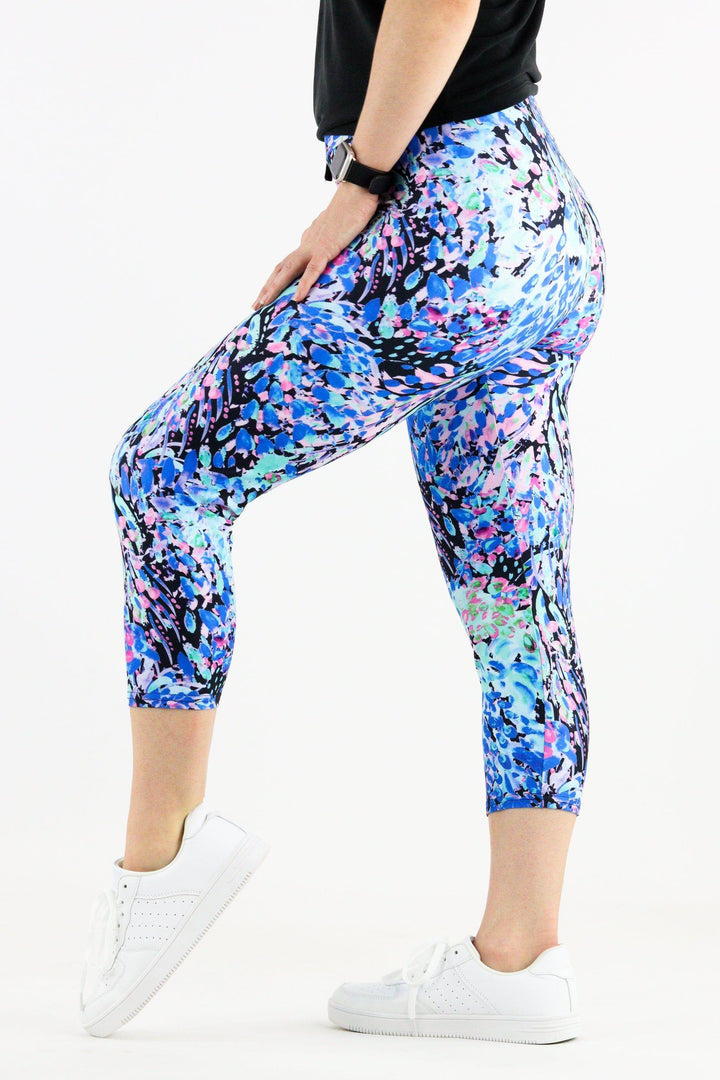 Watercolour Peacock - Casual Capri Leggings Casual Capri Leggings Pawlie   