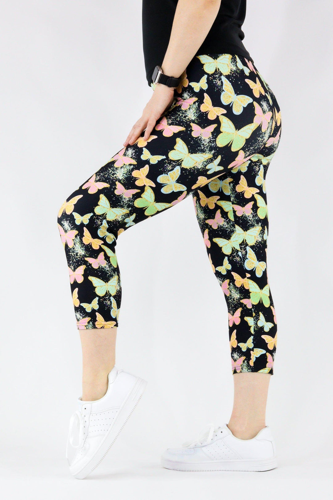 Butterfly Glitter - Casual Capri Leggings Casual Capri Leggings Pawlie   