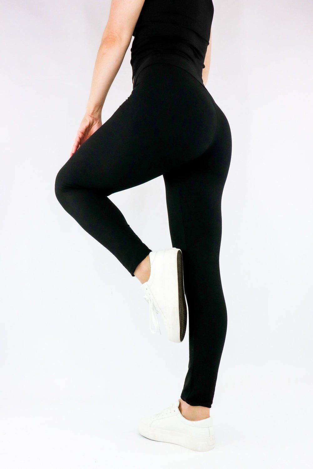 Plain Black - Casual - Long Full Leggings Casual Full Leggings Pawlie   