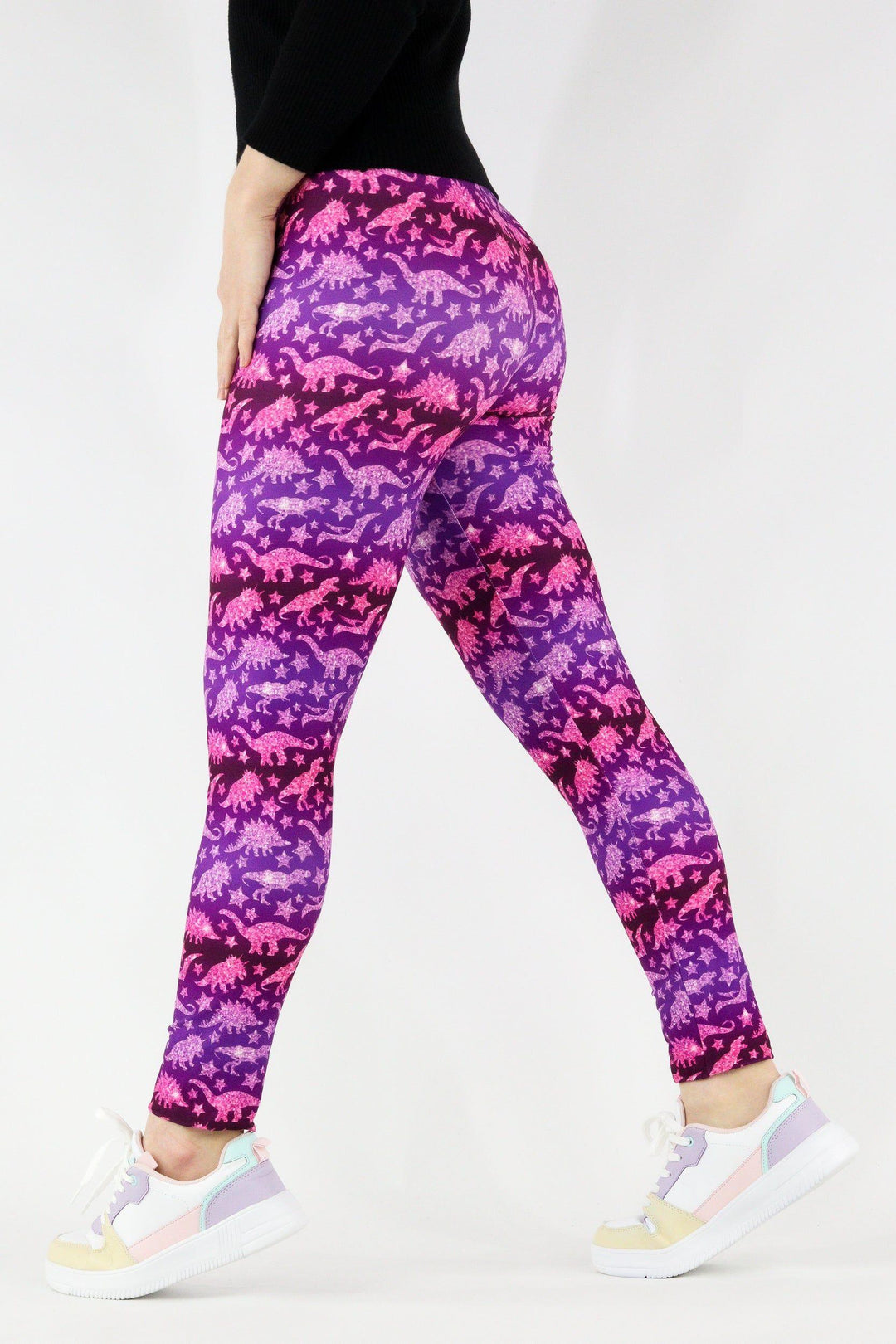Glitter Dinosaur - Casual Full Leggings Casual Full Leggings Pawlie   