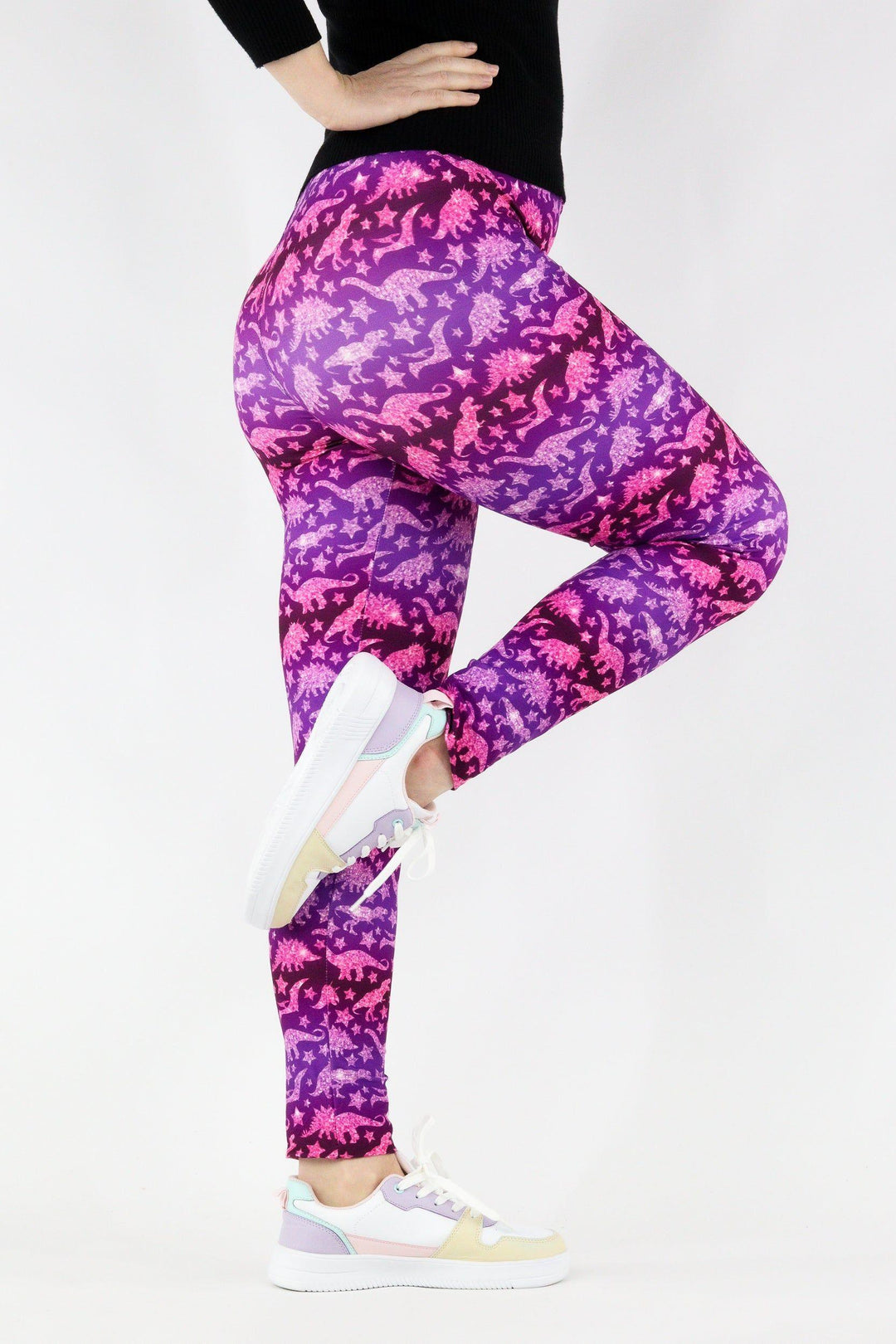 Glitter Dinosaur - Casual Full Leggings Casual Full Leggings Pawlie   