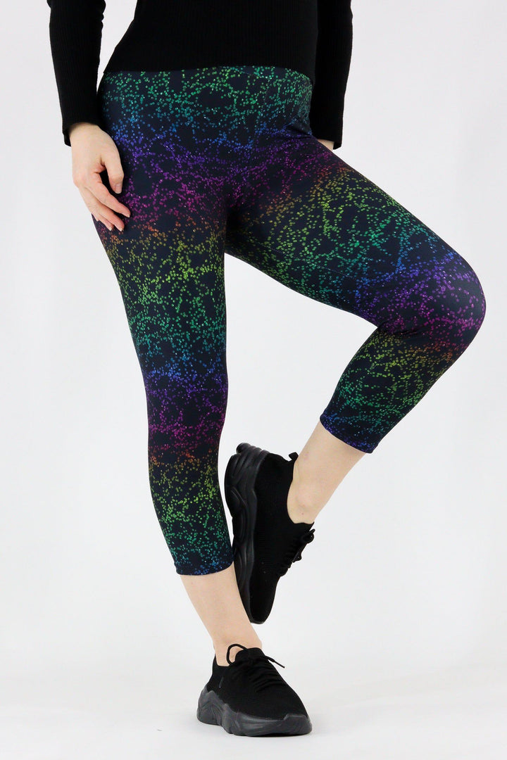 Rainbow Glitter - Casual Capri Leggings Casual Capri Leggings Pawlie   