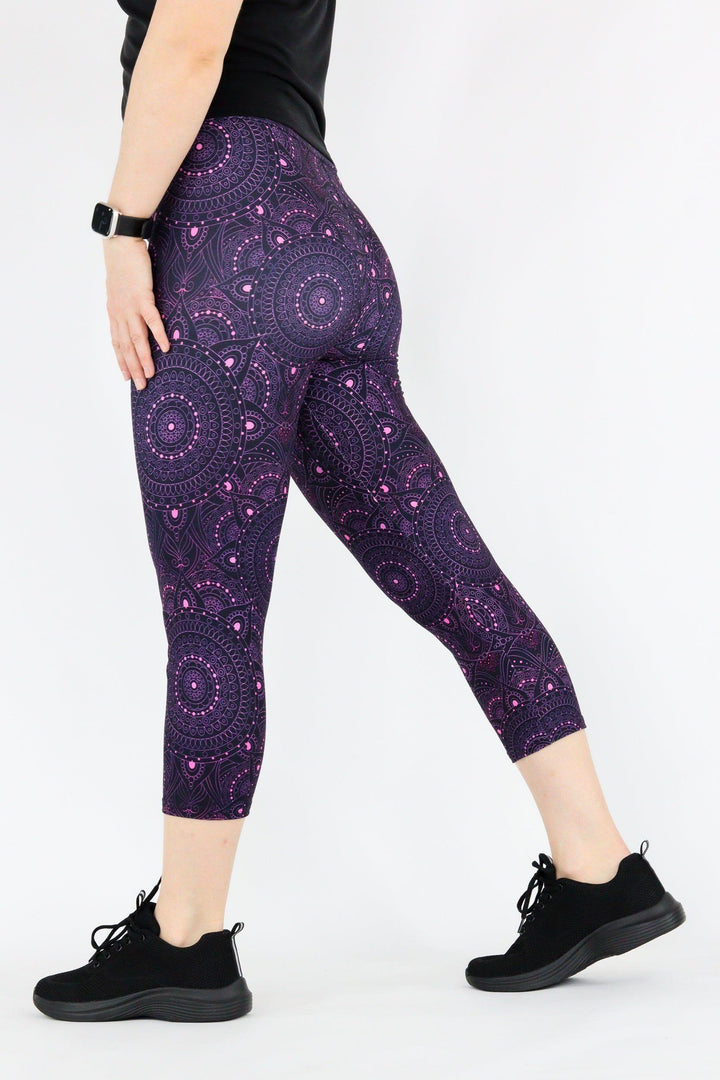 Purple Mandala - Casual Capri Leggings Casual Capri Leggings Pawlie   