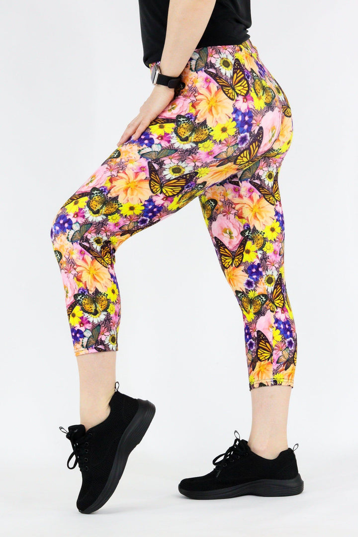 Peachy Butterfly - Casual Capri Leggings Casual Capri Leggings Pawlie   