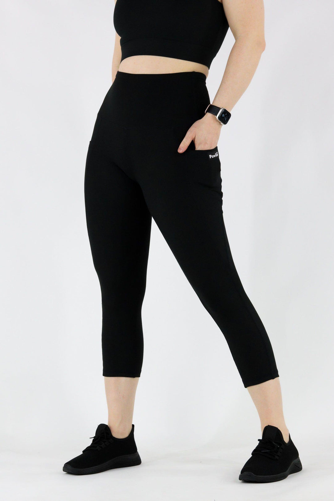 Black - Hybrid 2.0 - Leg Pockets - Capri Leggings Hybrid Capri Leggings Pawlie   